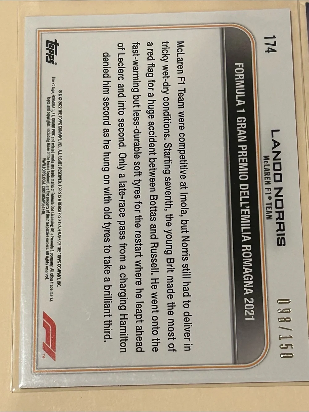 Topps F1 Trading Cards - Lando Norris Oscar Piastri